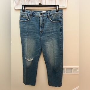 LOFT “The Straight” Blue Distressed Jeans, Size 29/8